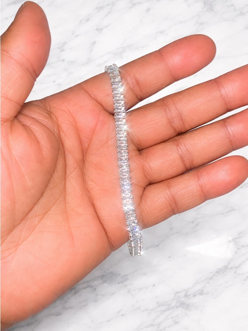 925 Silver Cubic Zirconia Tennis Bracelet - Elegant Women Jewelry